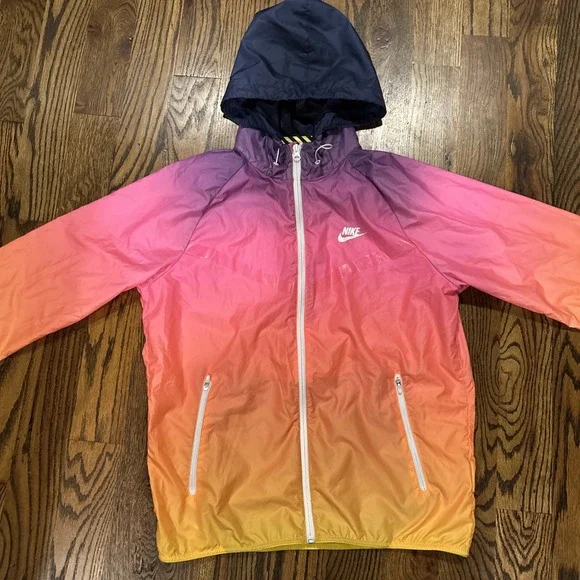 NIKE Windrunner Sunset Windbreaker Mens Medium Pink Pow Wow Hood Pockets Rare - Picture 5 of 13